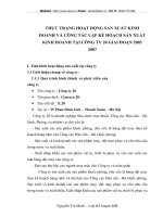 THỰC TRẠNG HOẠT ĐỘNG SẢN XUẤT KINH DOANH VÀ CÔNG TÁC LẬP KẾ HOẠCH SẢN XUẤT KINH DOANH TẠI CÔNG TY 20 GIAI ĐOẠN 2003  2007