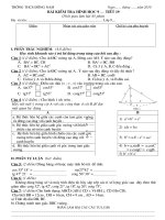 Đề kiểm tra hình học 9 - Tiết 19