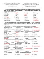 Đáp án và đề thi Tiếng Anh 10 giữa kỳ I (2010 - 2011)