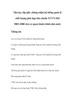 Thủ tục cấp giấy chứng nhận hệ thống quản lý chất lượng phù hợp tiêu chuẩn TCVN ISO 9001:2000 cho cơ quan hành chính nhà nước