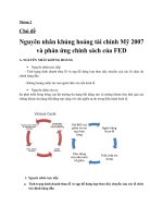 Nguyên nhân khủng hoảng tài chính Mỹ 2007 và phản ứng chính sách của FED