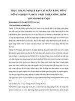 THỰC TRẠNG NỢ QUÁ HẠN TẠI NGÂN HÀNG NÔNG NÔNG NGHIỆP VÀ PHÁT  PHÁT TRIỂN NÔNG THÔN THÀNH PHỐ HÀ NỘI