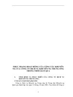 THỰC TRẠNG HOẠT ĐỘNG CỦA CÔNG TÁC KHUYẾN NGƯ CỦA CÔNG TY DỊCH VỤ KHUYẾN NGƯ TRUNG ƯƠNG TRONG THỜI GIAN QUA