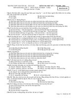 ĐỀ THI SINH HỌC HỌC KỲ 1