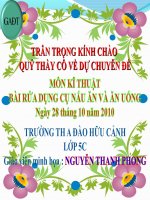 Thao giảng bài Rửa dụng cụ nấu ăn
