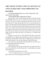 THỰC TRẠNG TỔ CHỨC CÔNG TÁC KẾ TOÁN TẠI CÔNG TY KHAI THÁC CÔNG TRÌNH THUỶ LỢI HOÀ BÌNH