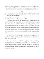 THỰC TRẠNG HẠCH TOÁN CHI PHÍ SẢN XUẤT VÀ TÍNH GIÁ THÀNH SẢN PHẨM TẠI CÔNG TY CỔ PHẦN CỒN RƯỢU HÀ NỘI