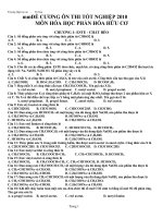 ĐỀ CƯƠNG ÔN TNTHPT MÔN HÓA PHẦN  HỮU CƠ