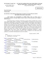 Đề thi chính thức kỳ thi tốt nghiệp THPT 2010 môn tiếng Pháp - Chương trình chuẩn và nâng cao (Mã đề thi 246)