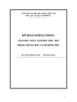 KẾ HOẠCH HDGDNGLL NĂM HỌC 2010-2011