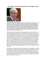 Giải Nobel y sinh học  2010 mang lại niềm vui cho...