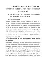 KẾT QUẢ HOẠT ĐỘNG TÍN DỤNG CỦA NGÂN HÀNG NÔNG NGHIỆP VÀ PHÁT TRIỂN  NÔNG THÔN QUẢNG BÌNH