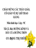 Tiết 22: đường kính và dây của đường tròn