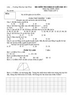 Đề kiểm tra Toán 2 cuối kì 1
