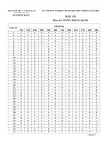 Đáp án chính thức kỳ thi tốt nghiệp THPT 2010 môn Tiếng Trung