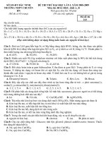ĐỀ THI THỬ ĐẠI HỌC LẦN I MÔN HÓA HỌC KHỐI A, B