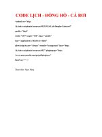 Code tạo lịch, đồng hồ có cá cảnh bơi (đẹp)