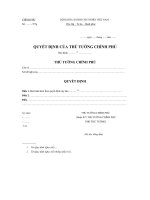 Mẫu quyết định của Thủ Tướng chính phủ