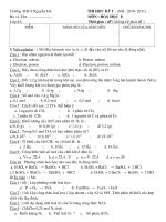 ĐỀ THI HÓA 8(2010-2011)- ĐÁP ÁN