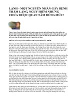 LẠNH - MỘT NGUYÊN NHÂN GÂY BỆNH THẦM LẶNG, NGUY HIỂM NHƯNG CHƯA ÐƯỢC QUAN TÂM