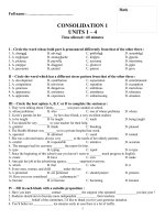 bài kiểm tra ôn tập tiếng 11 units 1-4