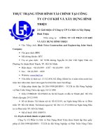 THỰC TRẠNG TÌNH HÌNH TÀI CHÍNH TẠI CÔNG TY CP CƠ KHÍ VÀ XÂY DỰNG BÌNH TRIỆU