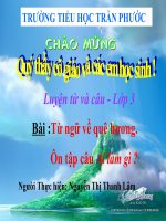 LTVC: Từ ngữ về quê hương-Ôn tập câu ai làm gì ?