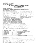 Đề kiểm tra HKI môn sinh lớp 8