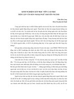 KINH NGHIỆM GIÚP HỌC VIÊN CAO HỌC TIẾP CẬN VĂN BẢN NGOẠI NGỮ CHUYÊN NGÀNH