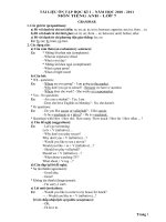 Đề cương ôn tập Anh 7 kì I 2010