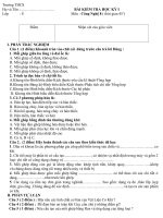 ĐỀ KIỂM TRA HKI- CÔNG NGHỆ 8 .HAY