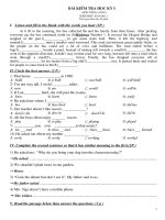 Đề thi Anh  9 học kỳ I