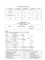 ĐỀ KIỂM TRA HỌC KÌ I MÔN TIẾNG ANH 6  ĐỀ CHẴN