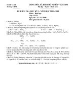 Đề thi HK 1 Hóa 11CB (tự luận)