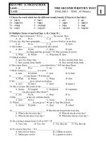 KIEM TRA 45''''LAN 2 - DAP AN - MA TRAN (VERY HOT)