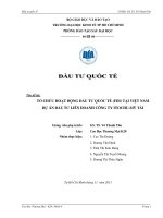 Tổ chức hoạt động đầu tư quốc tế tại việt nam  dự án đầu tư liên doanh công ty ITOCHU MY tài 