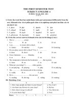 ĐỀ THI ANH 6 HK1 NEW 2010-2011(tham khảo)