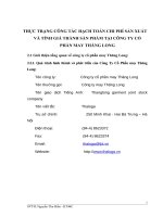 THỰC TRẠNG CÔNG TÁC HẠCH TOÁN CHI PHÍ SẢN XUẤT VÀ TÍNH GIÁ THÀNH SẢN PHẨM TẠI CÔNG TY CỔ PHẦN MAY THĂNG LONG