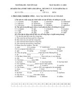 đề kt1 tiết bài số 2 TN + TL và đáp án