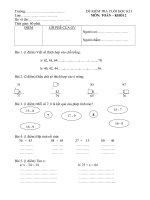 Đề Kiểm tra cuối học kỳ I_Toán lớp 2_4