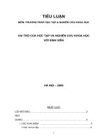 VAI TRÒ CỦA HỌC TẬP VÀ NGHIÊN CỨU KHOA HỌC VỚI SINH VIÊN