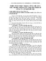 PHÂN TÍCH THỰC TRẠNG CÔNG TÁC DUY TRÌ VÀ ĐẨY MẠNH TIÊU THỤ SẢN PHẨM Ở CÔNG TY CƠ KHÍ HÀ NỘI