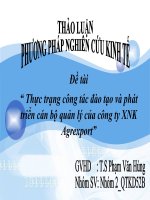 Thực trạng công tác đào tạo và phát triển cán bộ quản lý của công ty XNK Agrexport