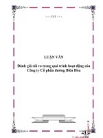 Nghiên cứu đề tài “Đánh giá ruỉ ro trong quá trình hoạt động của Công ty Cổ phần đường Biên Hòa”