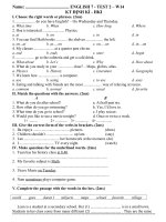 Ôn tập KT Tiếng Anh 7 - số 2