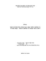 MỘT SỐ PHƯƠNG PHÁP DẠY HỌC MÔN CHÍNH TẢ