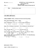 ĐỀ KIỂM TRA HỌC KÌ I TOÁN 7 CÓ MA TRẬN+ĐÁP ÁN