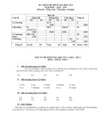 KT HOC KỲ I - TIẾNG ANH 7 ( ĐỀ + ĐÁP ÁN + MA TRẬN )