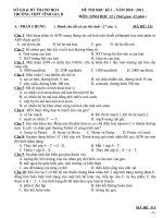 ĐỀ THI HỌC KÌ 1. NĂM 2010 - 2011