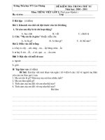 Đề Kiểm tra thánh thứ tư 1 môn TV Năm học 10 -11